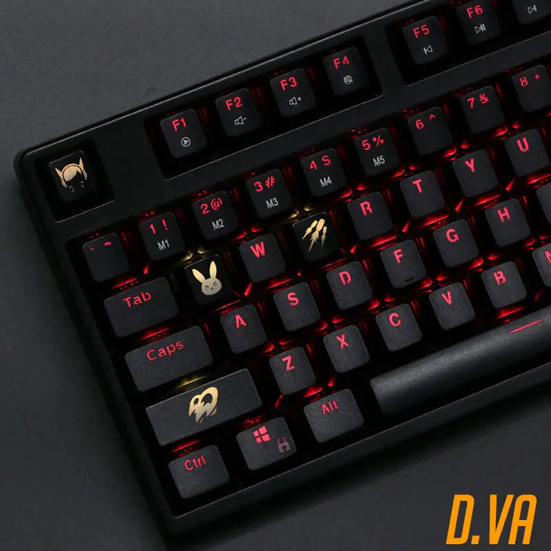 Capuchons de touches rétroéclairés OW pièces/ensemble, capuchons de touches gravés en ABS, transparents, pour clavier mécanique Overwatch gamer, ANSI noir, 4 pièces/ensemble