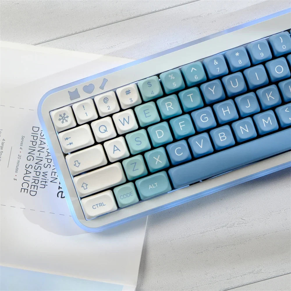 Capuchons de touches de clavier en PBT Snow Monster, 129 touches, profil MOA, par Sublimation, pour clavier mécanique de jeu, interrupteur MX, capuchons de touches MOA