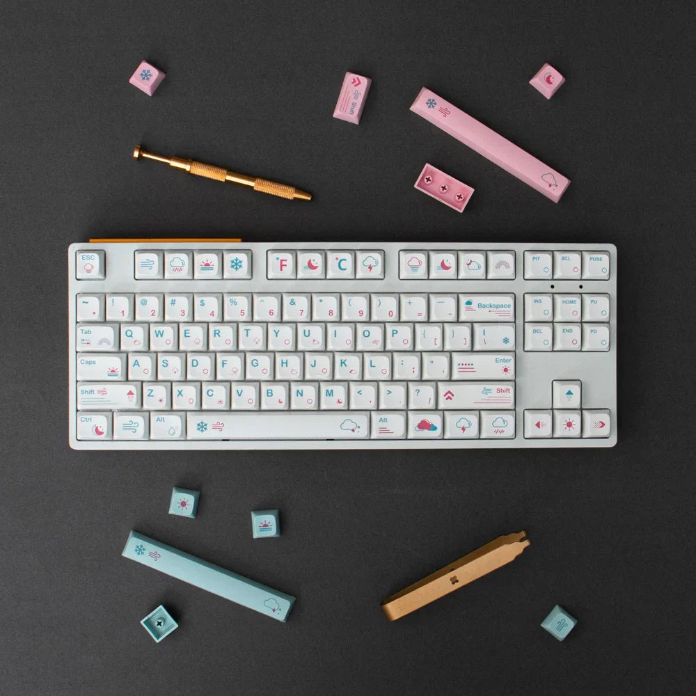 GMK 132 Keys Japanilainen PBT-näppäinsuojus XDA-profiili Söpöt vaaleanpunaiset näppäinsuojat DIY Cherry Mekaaniselle näppäimistölle Mukautettu 61/84/64/68/98/108 Set