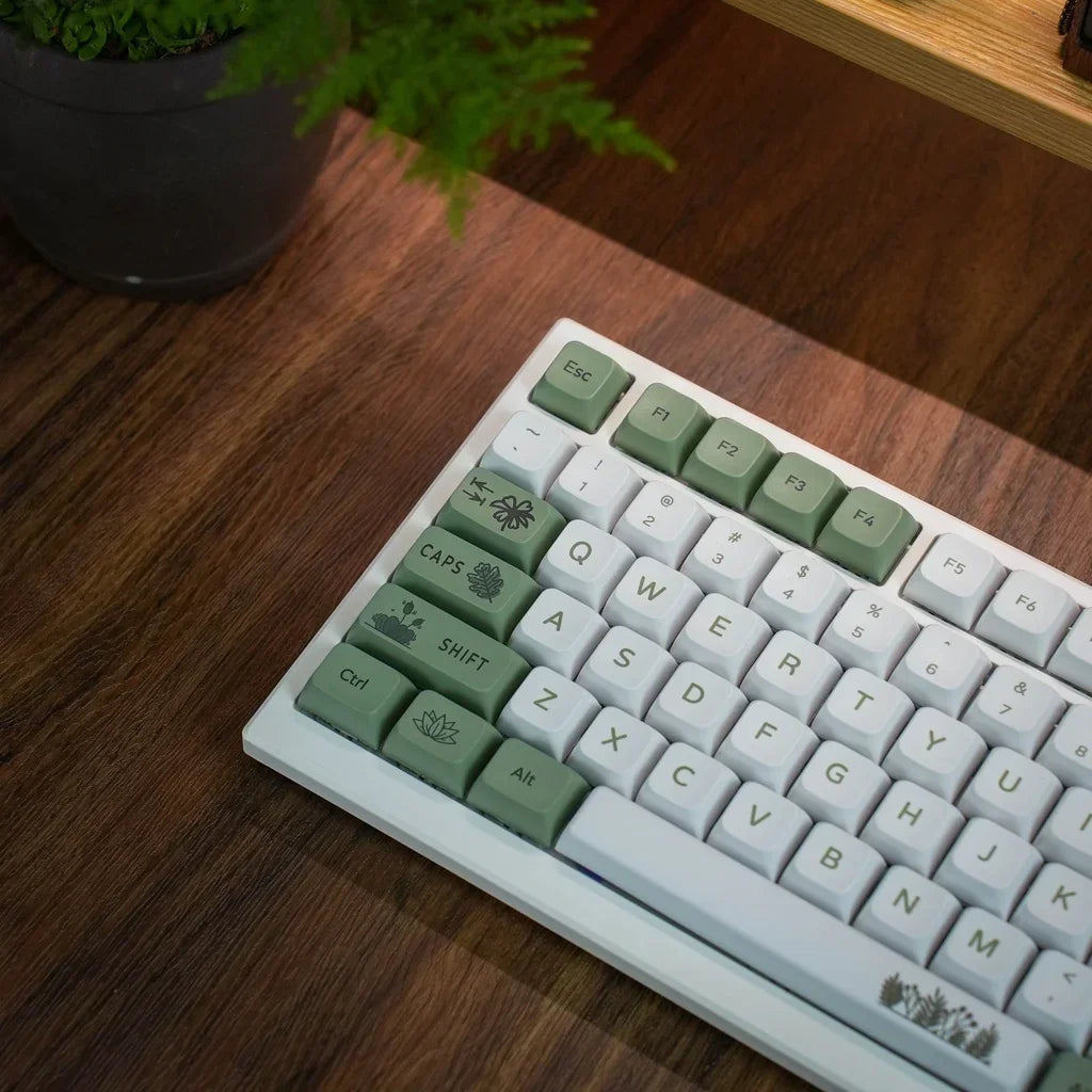 Metsänvihreä näppäinsuoja XDA Profile PBT Sublimation 125 Keys Fresh Style Valkoinen Vihreä Mekaaninen Näppäimistö Näppäimistö