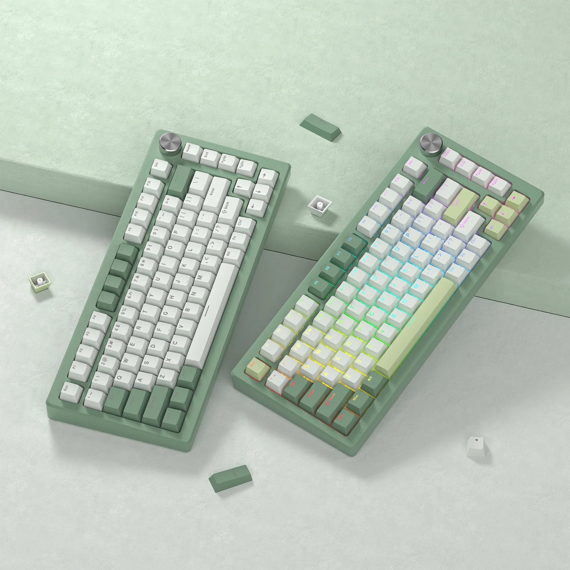Capuchons de touches de clavier en PBT, 140 touches, vert et blanc, rvb, Double injection, profil Cherry, pour commutateurs MX, clavier de jeu mécanique