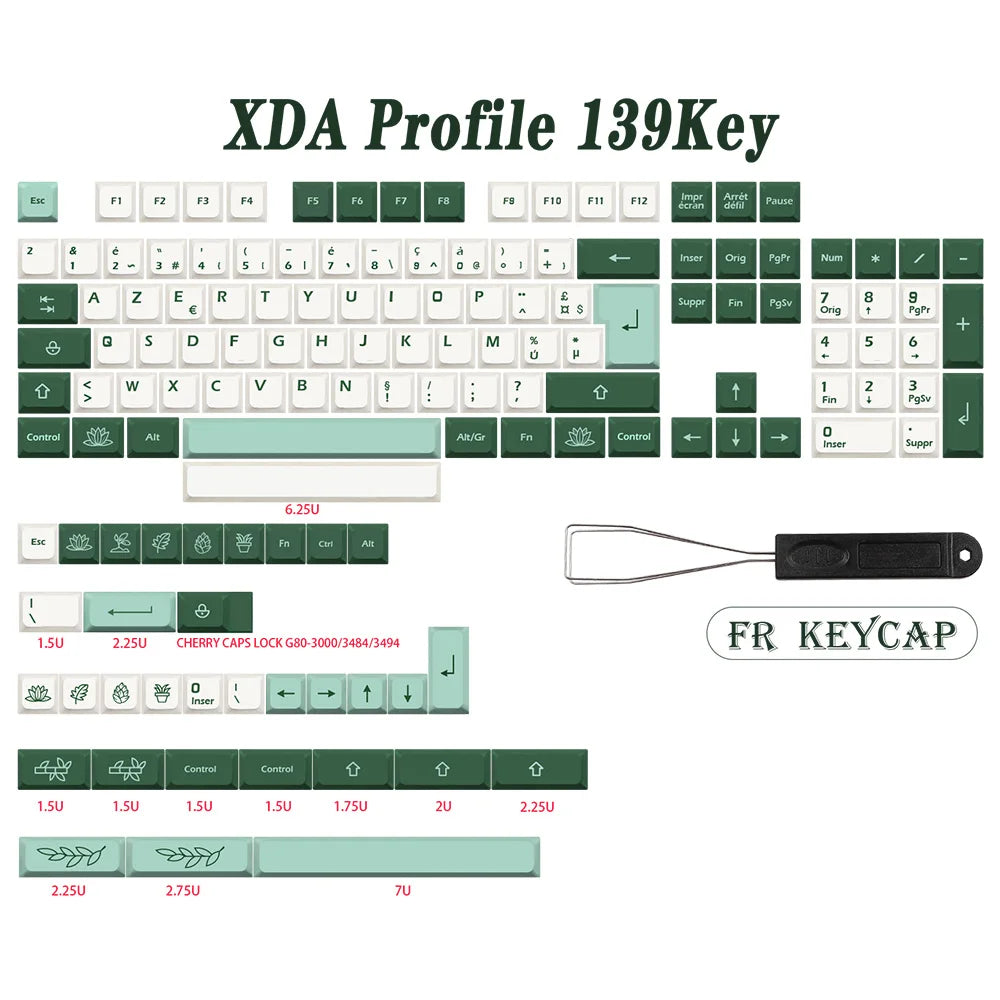 GMK-KEY kasvitieteellinen näppäinsuojus PBT XDA -profiili saksaksi ranskaksi espanjaksi ISO-väriainenäppäimet TKL:lle GK61 GMMK PRO 7u AZERTY näppäimistösuojus