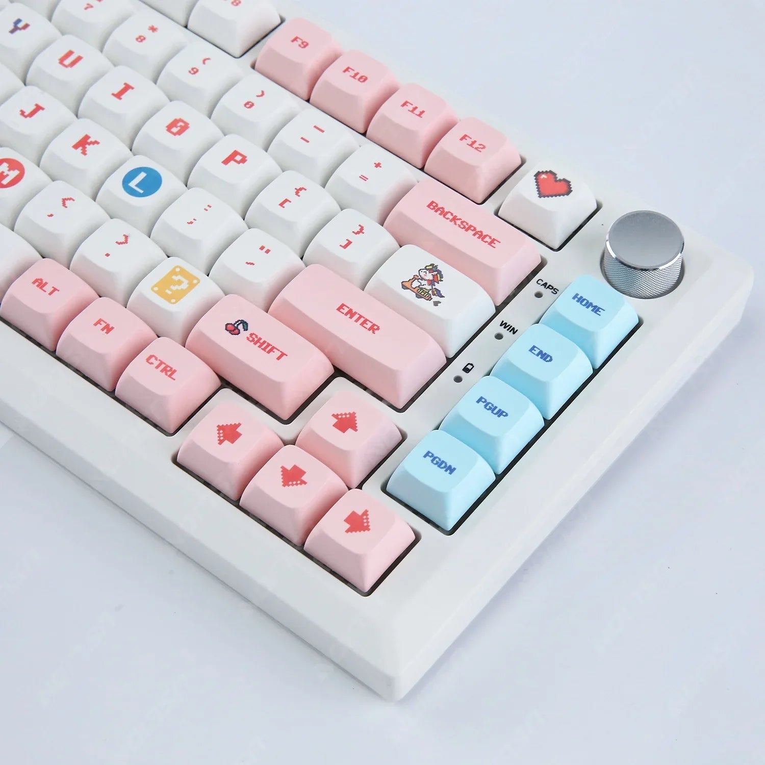 Candy Coloré 124 Keycaps XDA PBT Cartoon Keyboard Dye Sublimation pour DIY Custom Mechanical Gaming Kit de Keycaps Résistant à l'usure