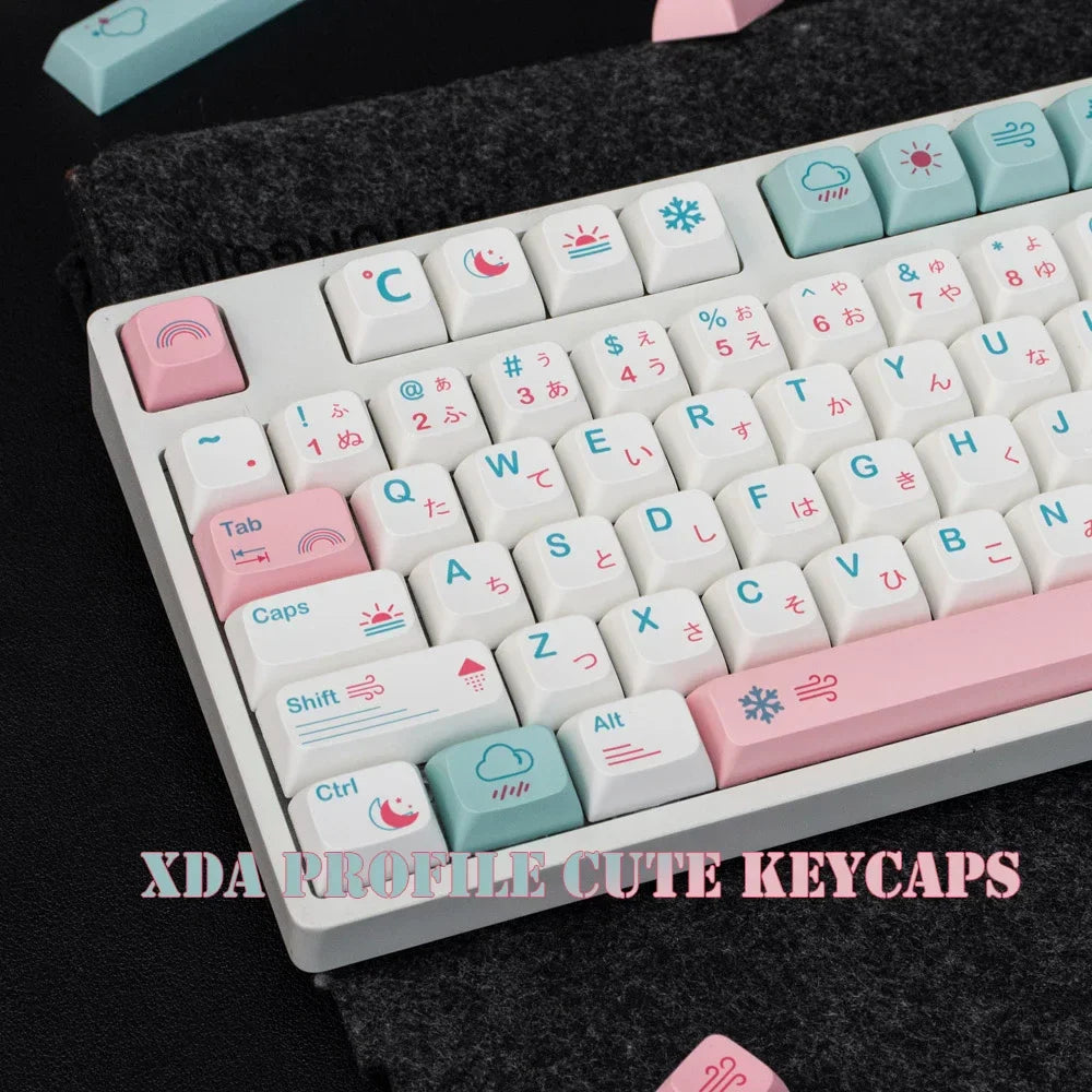 GMK 132 Keys Japanilainen PBT-näppäinsuojus XDA-profiili Söpöt vaaleanpunaiset näppäinsuojat DIY Cherry Mekaaniselle näppäimistölle Mukautettu 61/84/64/68/98/108 Set