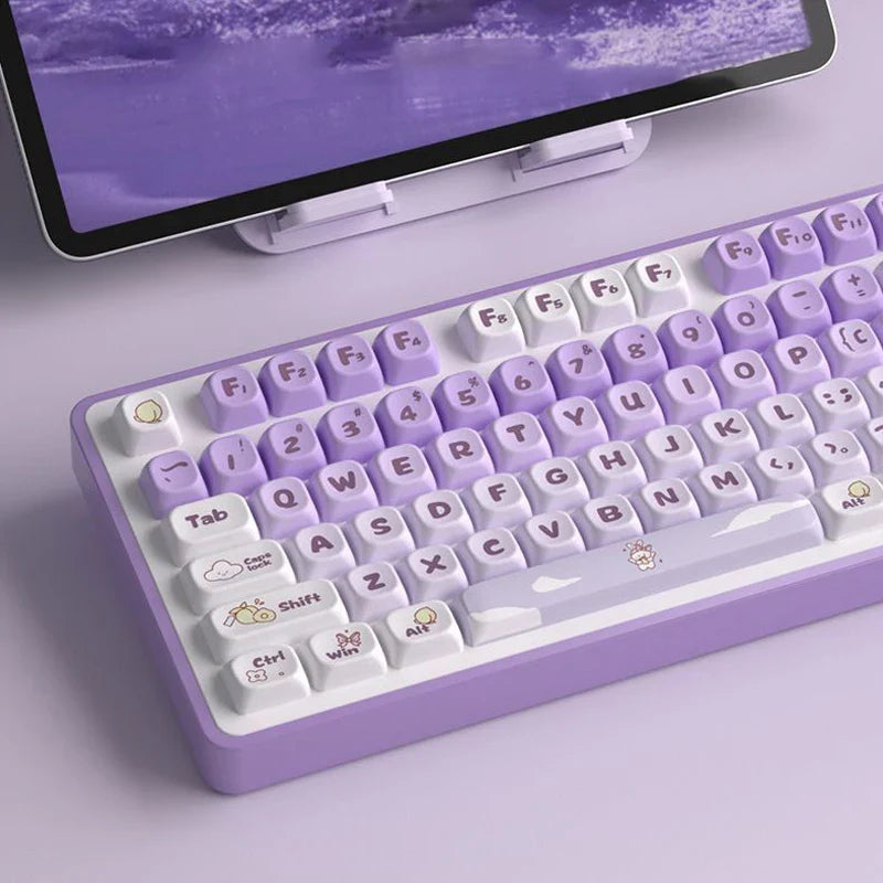 Capuchons de touches de clavier en PBT, 138 touches, thème lapin violet, profil MOT, par Sublimation, pour commutateurs Cherry Gateron MX, clavier mécanique