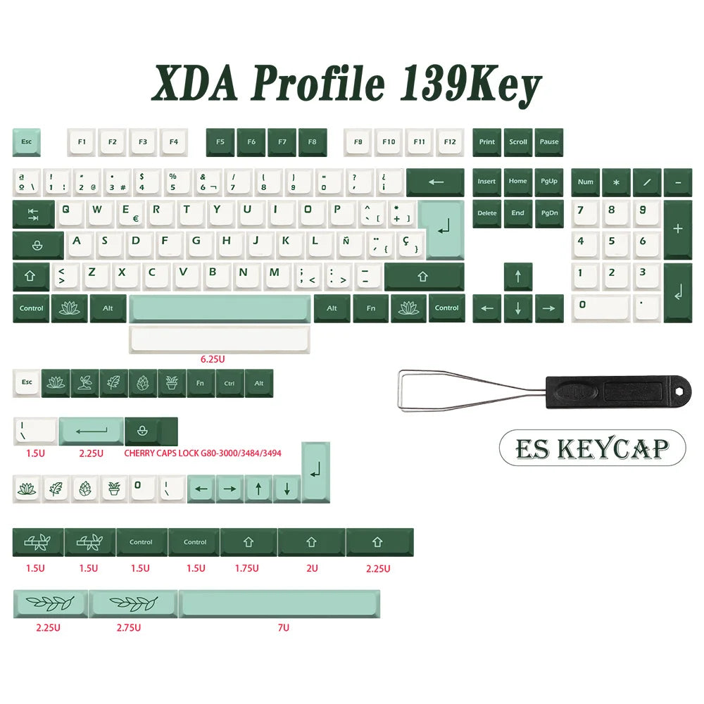 GMK-KEY botāniskais taustiņu vāciņš PBT XDA profils vācu franču Spānija ISO krāsu apakštaustiņu vāciņi priekš TKL GK61 GMMK PRO 7u AZERTY tastatūras vāciņš