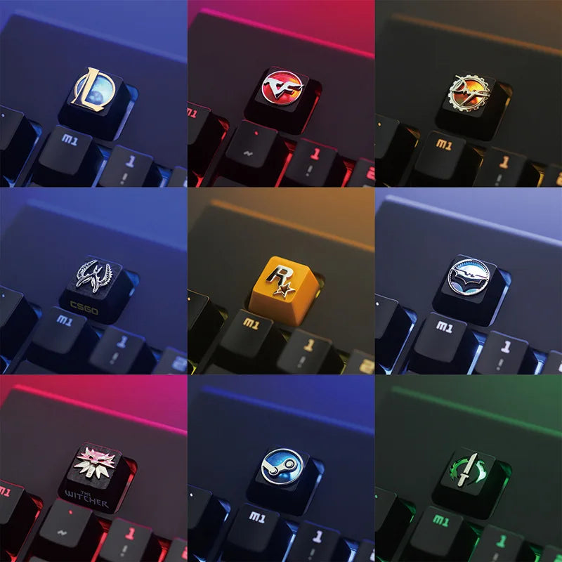Capuchons de touches de clavier mécaniques en alliage d'aluminium et de Zinc, 1 pièce, pour CSGO OW Dota 2 PUBG WOW LOL R4, relief stéréoscopique en hauteur