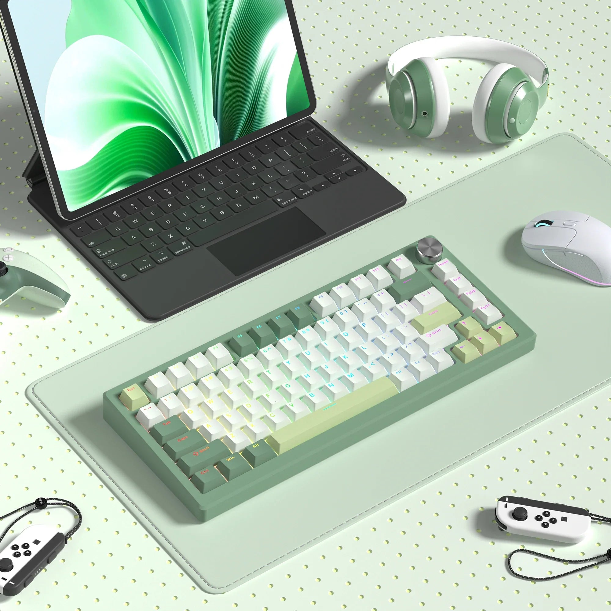 Capuchons de touches de clavier en PBT, 140 touches, vert et blanc, rvb, Double injection, profil Cherry, pour commutateurs MX, clavier de jeu mécanique