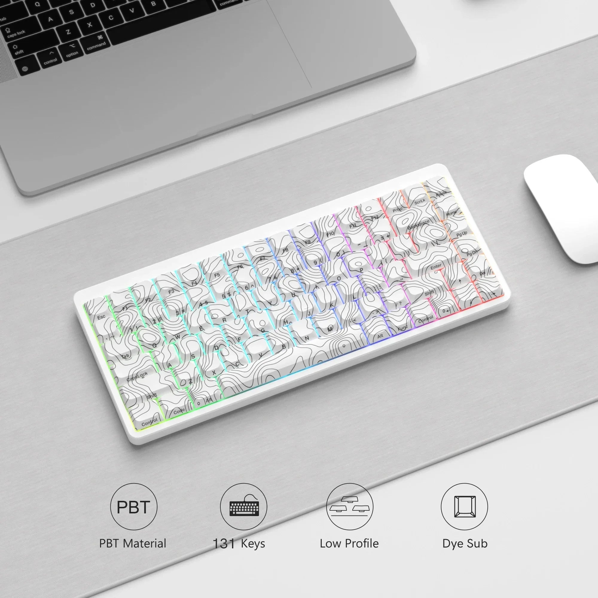 Capuchons de touches fins en PBT, 131 touches, profil bas, Double injection, pour Gateron Cherry MX Switch 65% 75%, clavier mécanique de Gamer