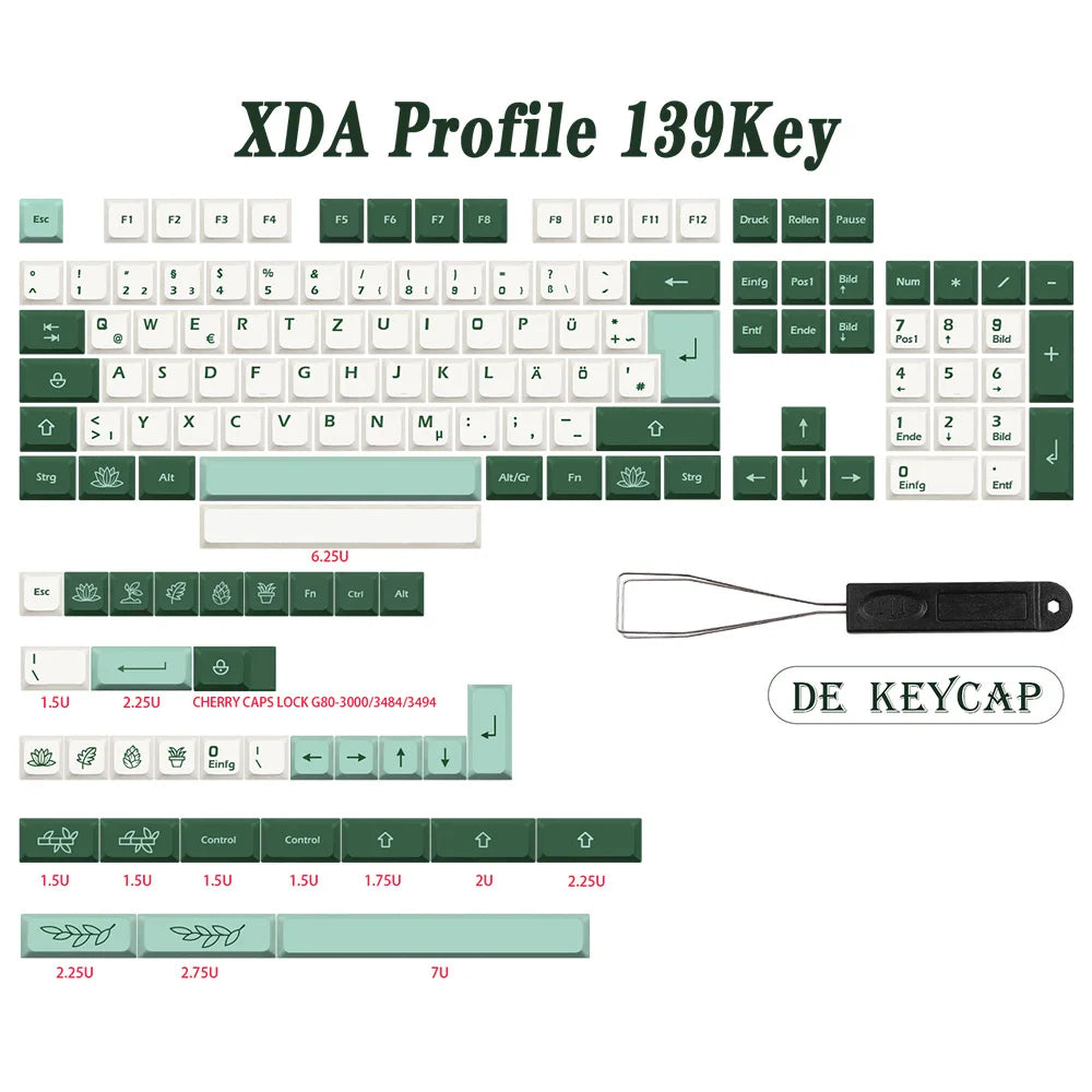 GMK-KEY kasvitieteellinen näppäinsuojus PBT XDA -profiili saksaksi ranskaksi espanjaksi ISO-väriainenäppäimet TKL:lle GK61 GMMK PRO 7u AZERTY näppäimistösuojus