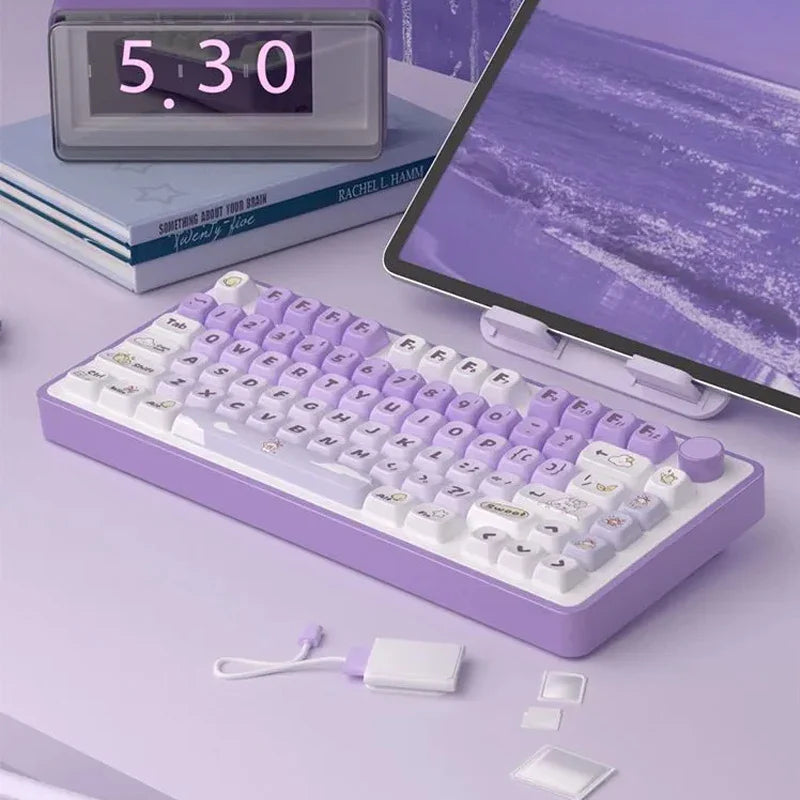 Capuchons de touches de clavier en PBT, 138 touches, thème lapin violet, profil MOT, par Sublimation, pour commutateurs Cherry Gateron MX, clavier mécanique