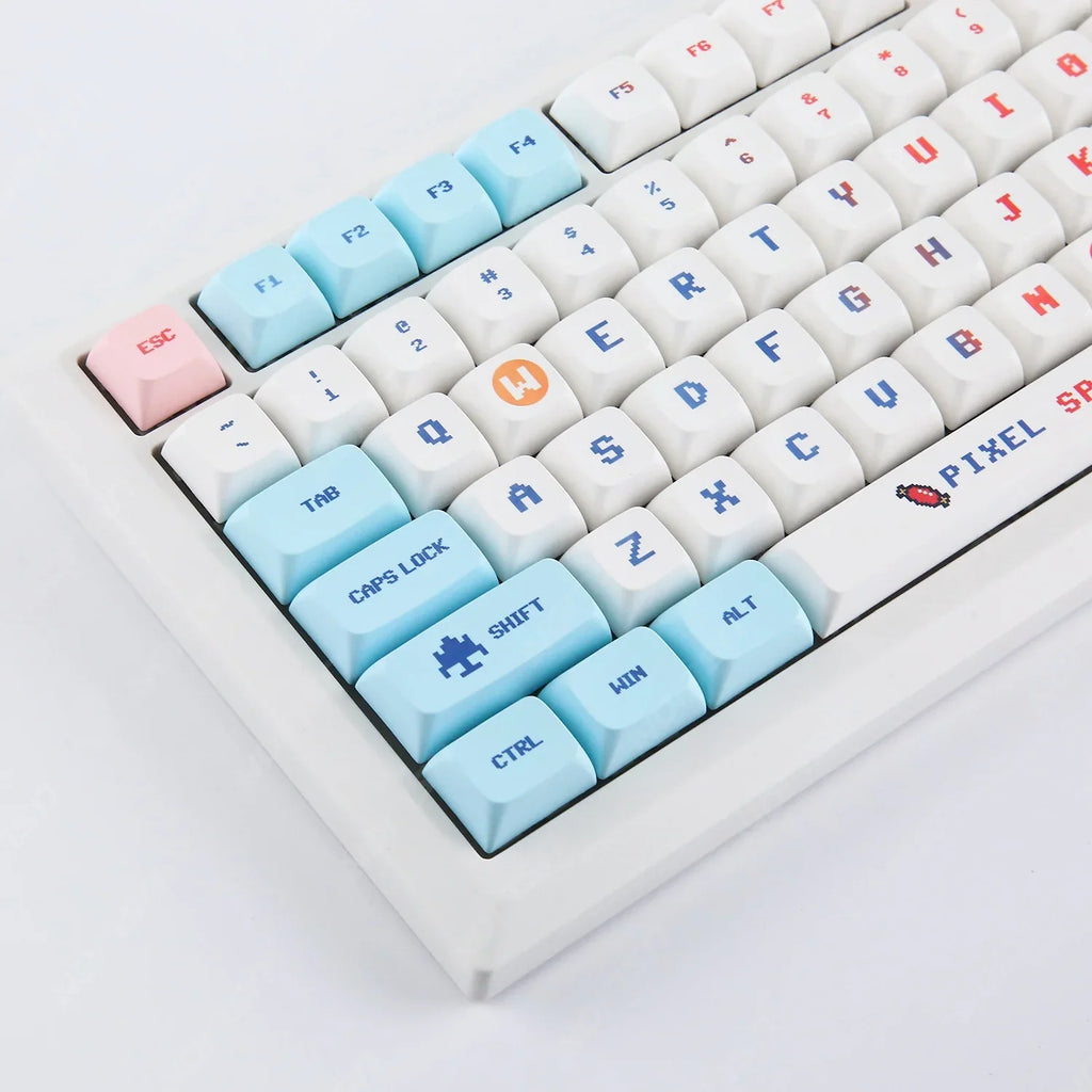 Candy Coloré 124 Keycaps XDA PBT Cartoon Keyboard Dye Sublimation pour DIY Custom Mechanical Gaming Kit de Keycaps Résistant à l'usure