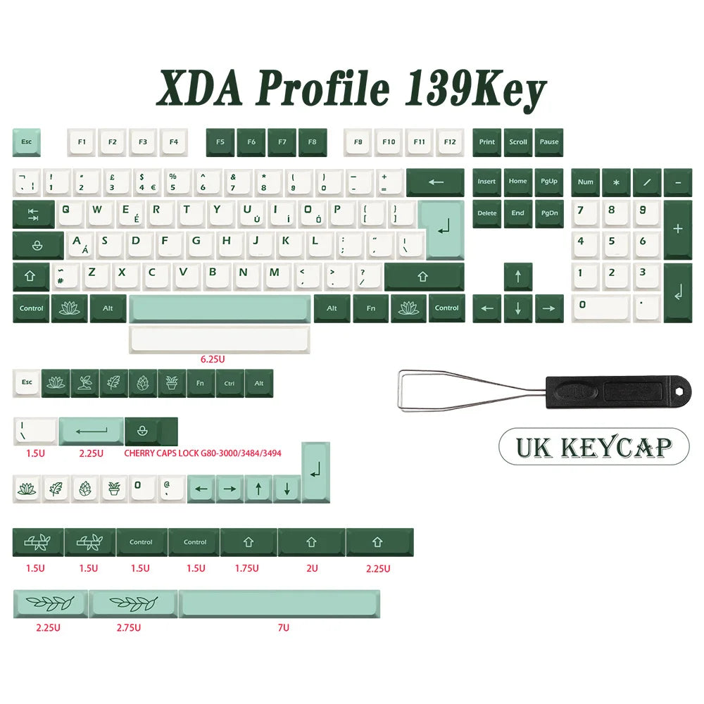 GMK-KEY kasvitieteellinen näppäinsuojus PBT XDA -profiili saksaksi ranskaksi espanjaksi ISO-väriainenäppäimet TKL:lle GK61 GMMK PRO 7u AZERTY näppäimistösuojus
