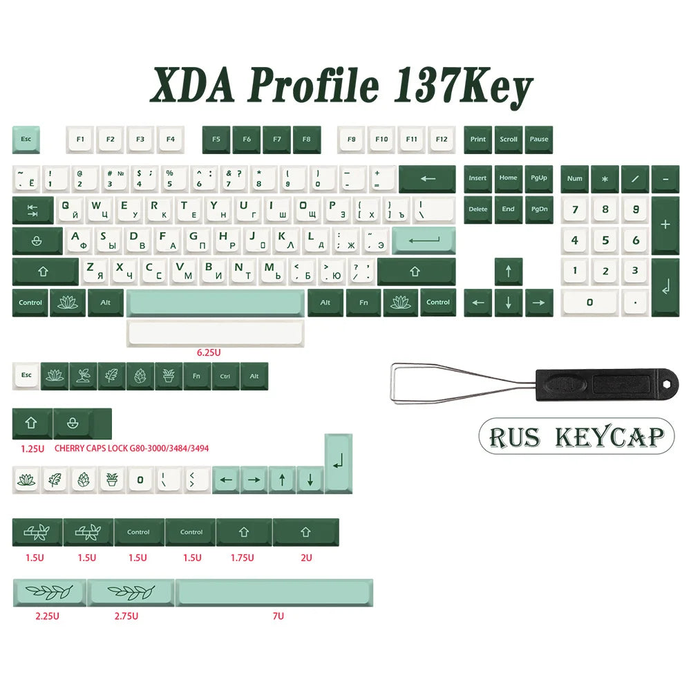 GMK-KEY kasvitieteellinen näppäinsuojus PBT XDA -profiili saksaksi ranskaksi espanjaksi ISO-väriainenäppäimet TKL:lle GK61 GMMK PRO 7u AZERTY näppäimistösuojus