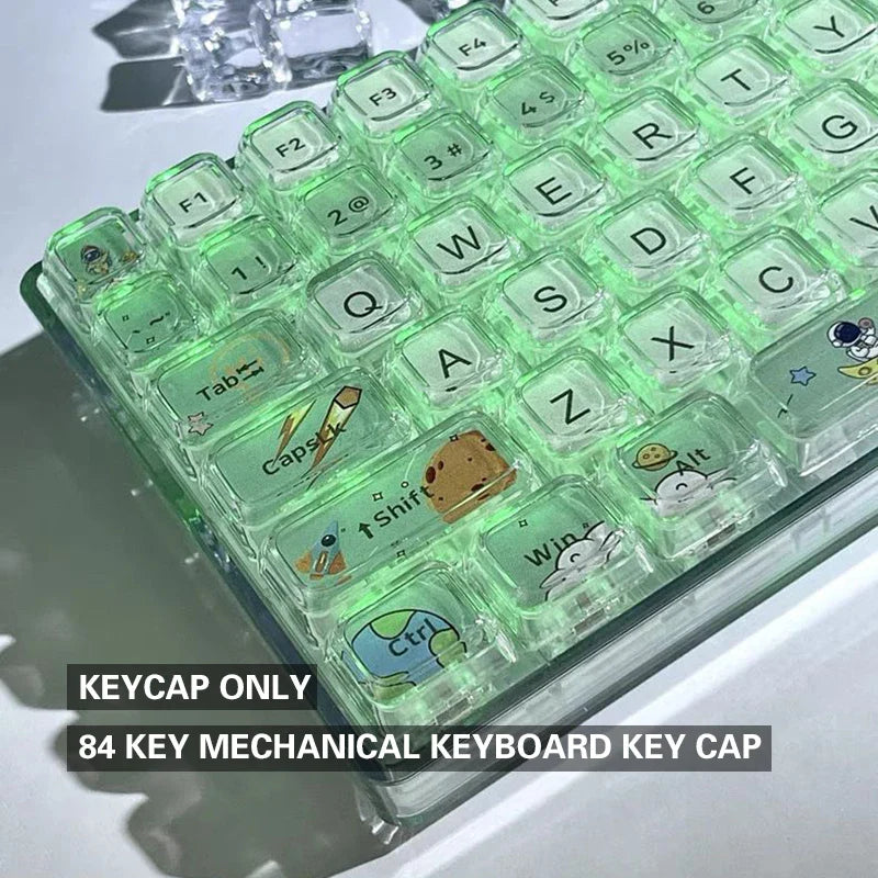 Tapa de tecla alta XDA de dibujos animados de astronauta de 84 teclas, tapa de tecla de teclado mecánico, tapa de llave transparente Universal de eje transversal de personalidad