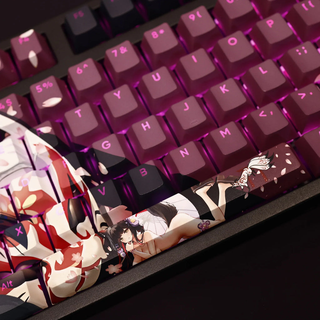 108 touches/ensemble bleu archives Kosaka Wakamo Keycap PBT colorant sous-lit rétro-éclairé Keycaps Anime jeu touches casquettes pour ANSI 61 87 104 108