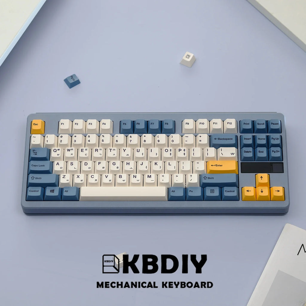 KBDiy 145 teclas/juego PBT teclas amarillas albaricoque teclas de perfil de cereza coreana para teclado mecánico 7U DIY personalizado para GMK67 GMK75
