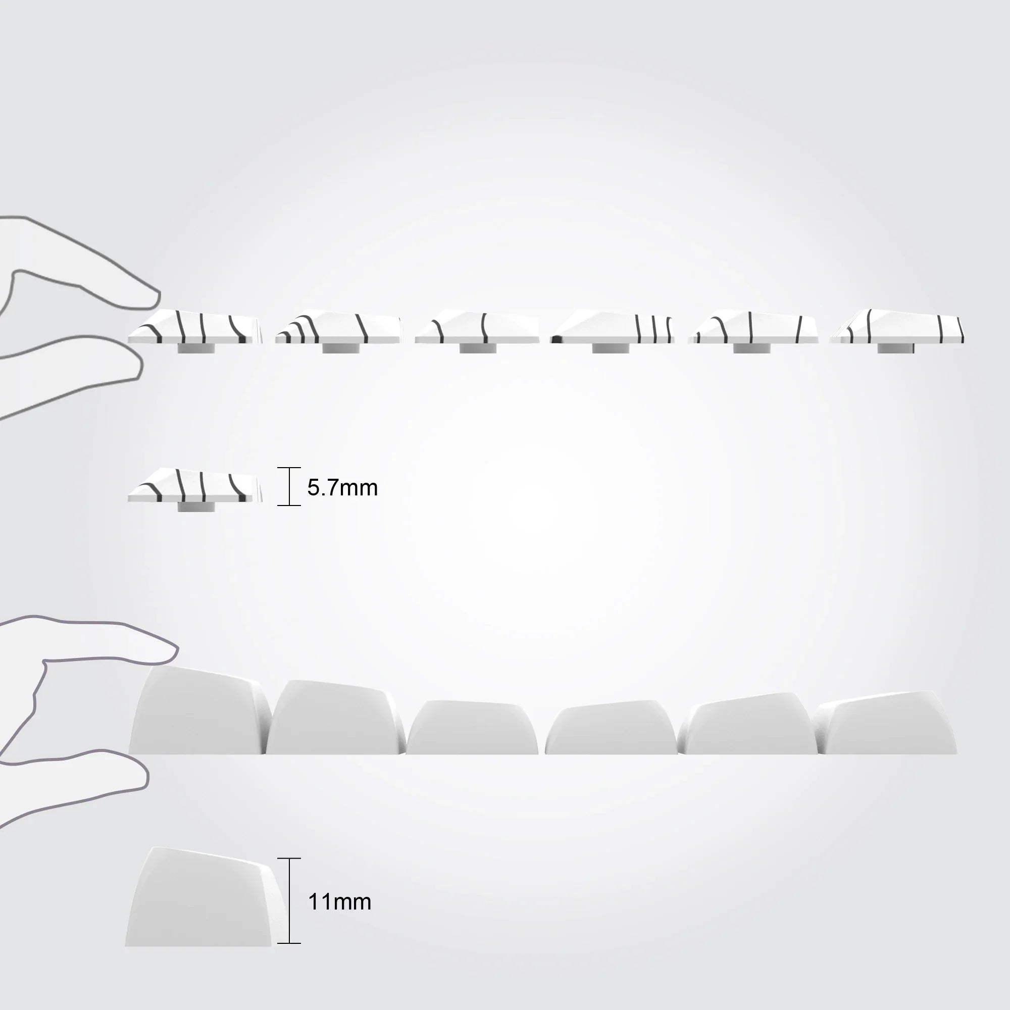 Capuchons de touches fins en PBT, 131 touches, profil bas, Double injection, pour Gateron Cherry MX Switch 65% 75%, clavier mécanique de Gamer
