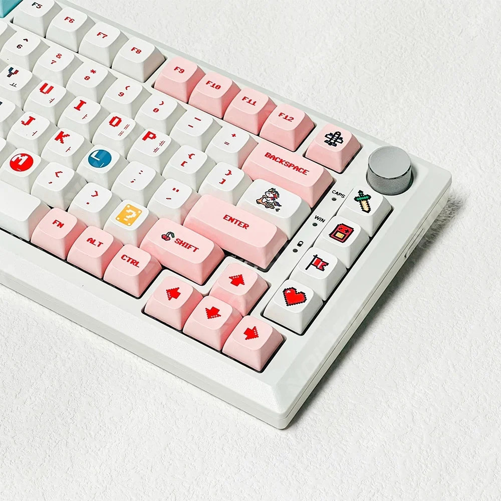 Candy Coloré 124 Keycaps XDA PBT Cartoon Keyboard Dye Sublimation pour DIY Custom Mechanical Gaming Kit de Keycaps Résistant à l'usure